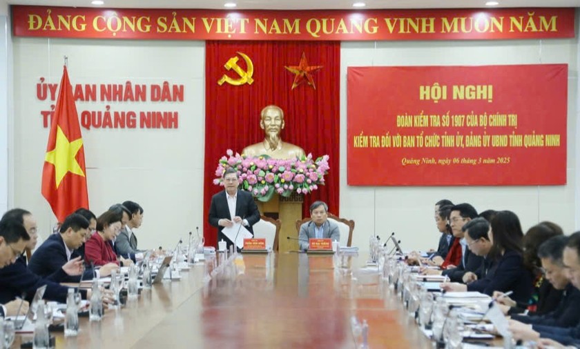 Đoàn kiểm tra của Bộ Chính trị làm việc với Đảng ủy UBND tỉnh Quảng Ninh